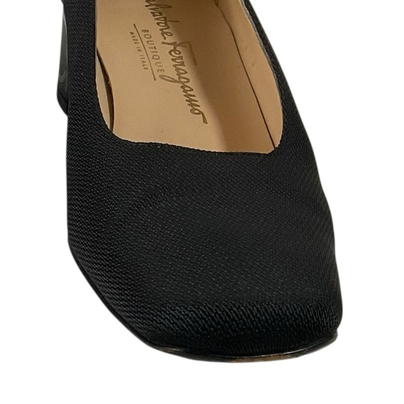 Salvatore Ferragamo Black Fabric Low Heel Pumps Size 9 AA - Picture 3 of 13